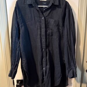 GAP Black Button Down Linen Weekend Tunic
